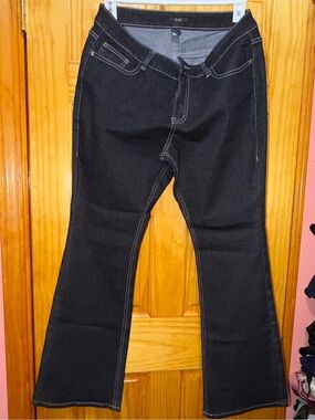 Women's Black Flare Jeans with Contrast Stitching